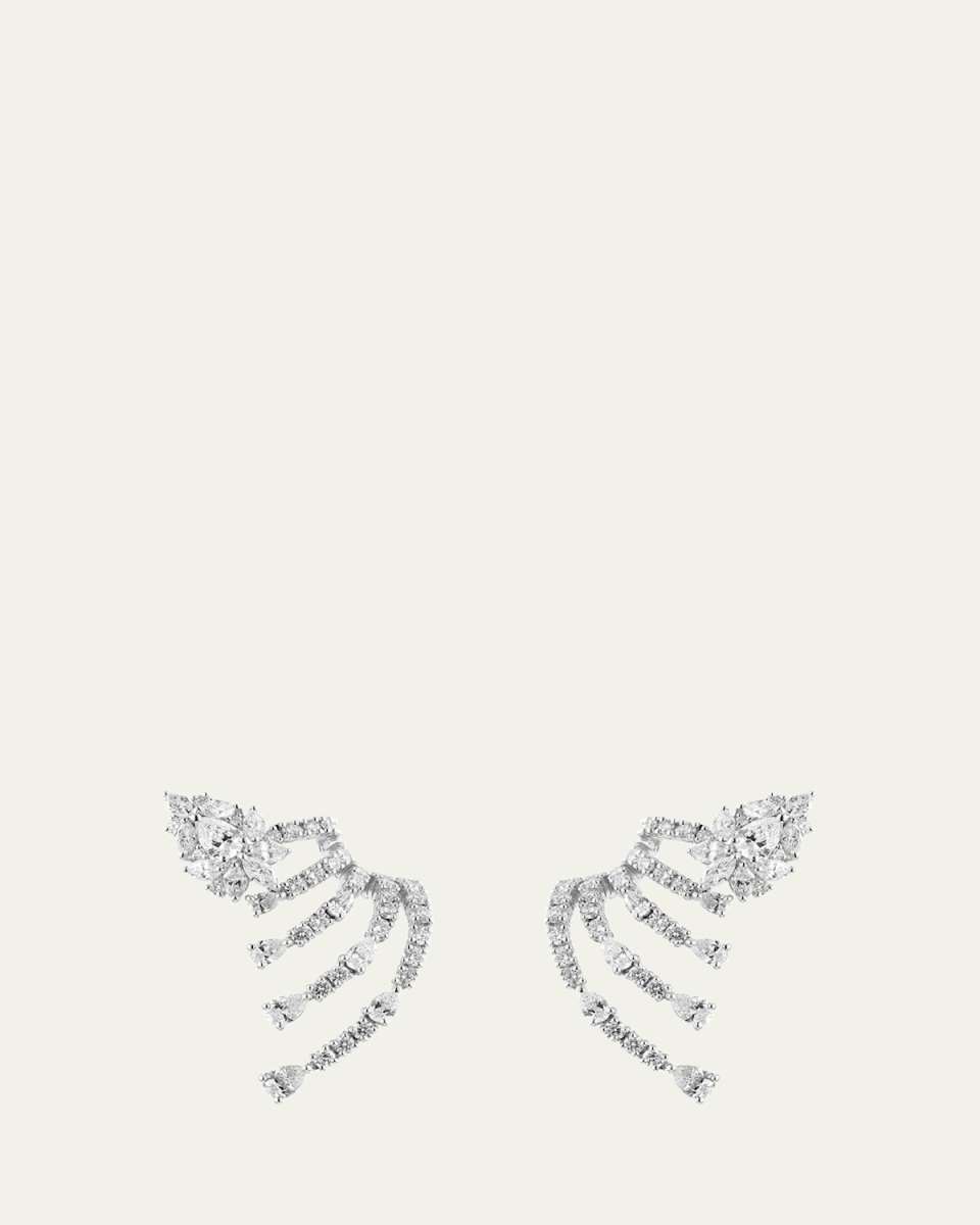 18K White Gold Round, Marquise and Pear Diamond Spread Earrings